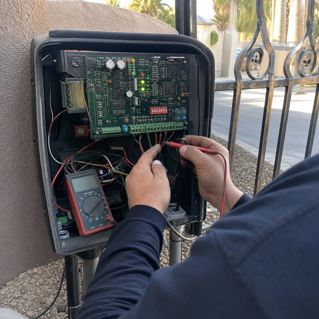 Gate motor and opener repair with multimeter diagnostics